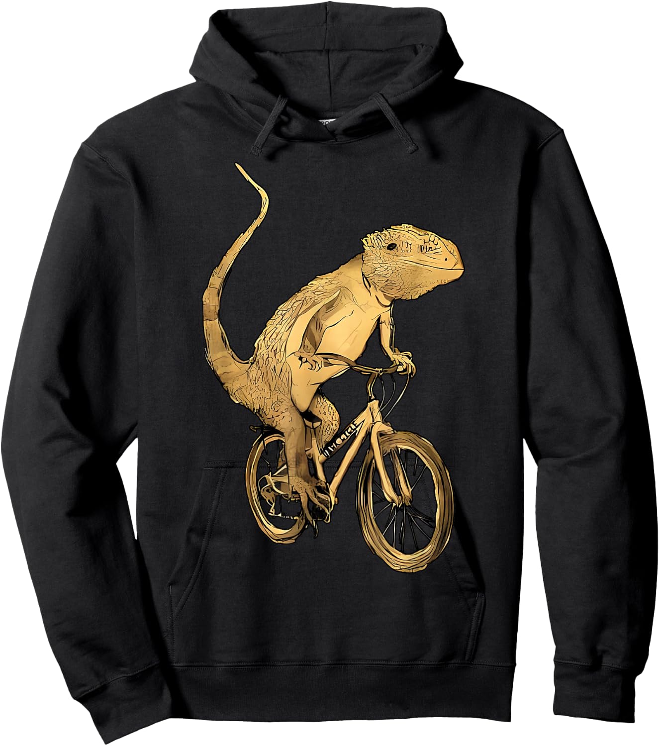 Bearded Dragon Lizard Gecko Pet Reptile On A Bicycle Hoodie - Hoodie | Black