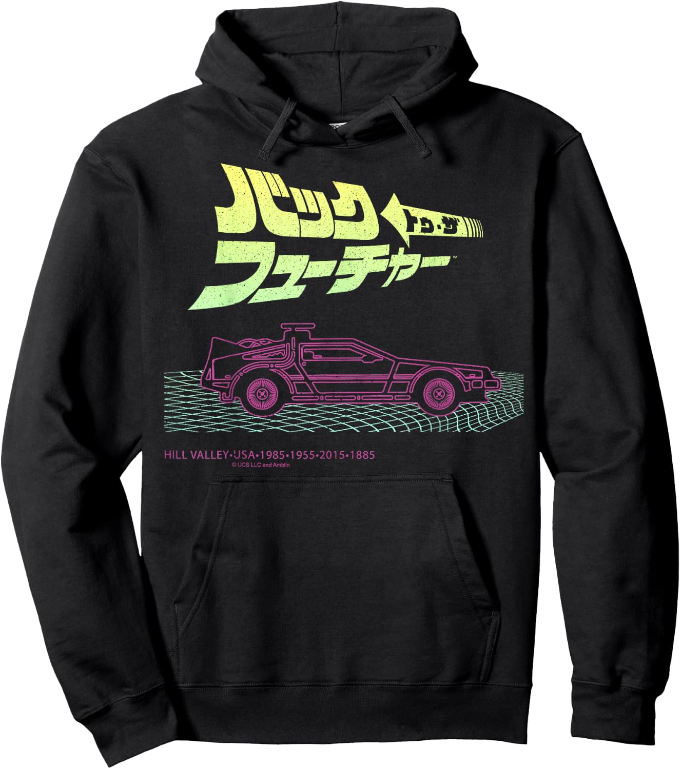 Back To The Future 35th Kanji DeLorean Grid Hoodie - Hoodie | Black