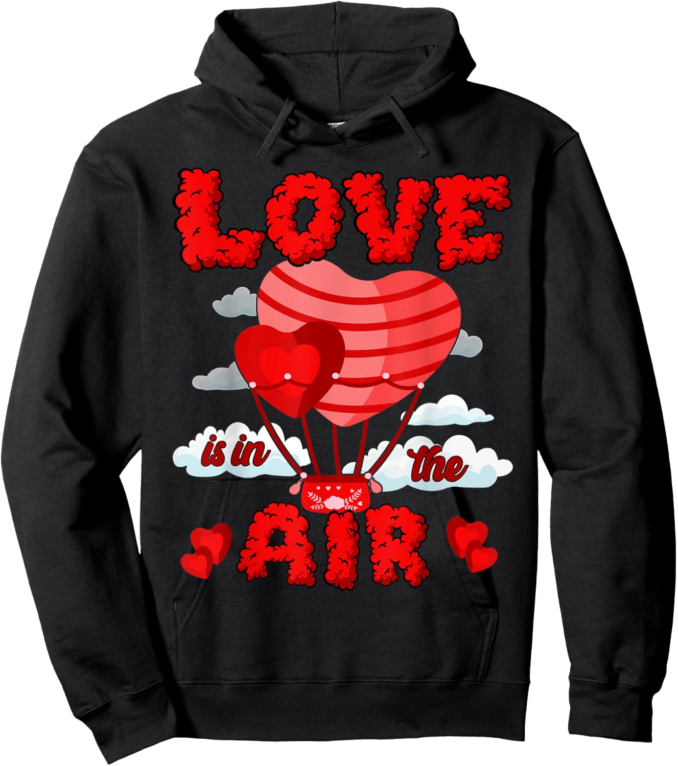 Love is in the air Hot Air Balloon Retro Groovy Love , black Hoodie - Hoodie | Black