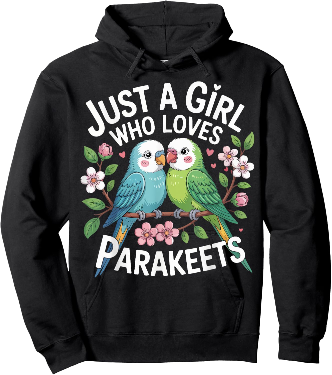 Just a Girl Who Loves Parakeets Cute Bird Gifts for Girls Hoodie - Hoodie | Black