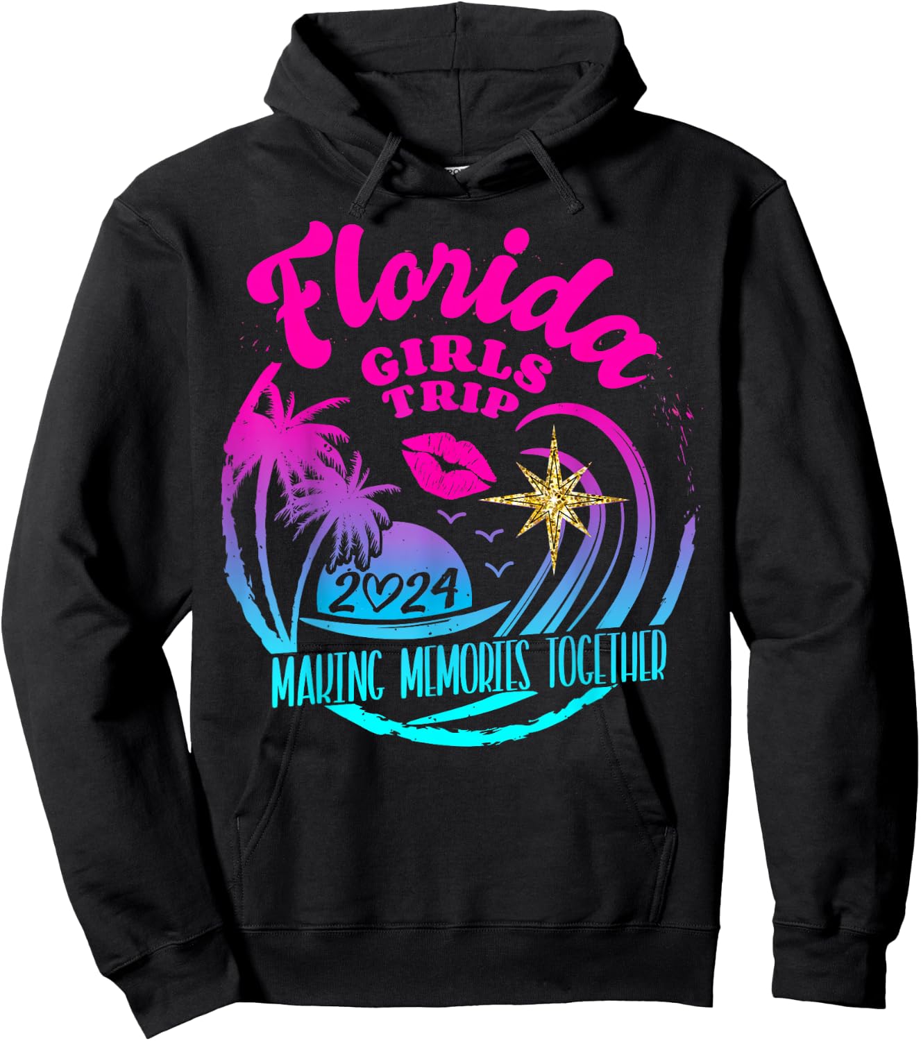 Girls Trip Florida 2024 Beach Weekend Birthday Squad Hoodie - Hoodie | Black