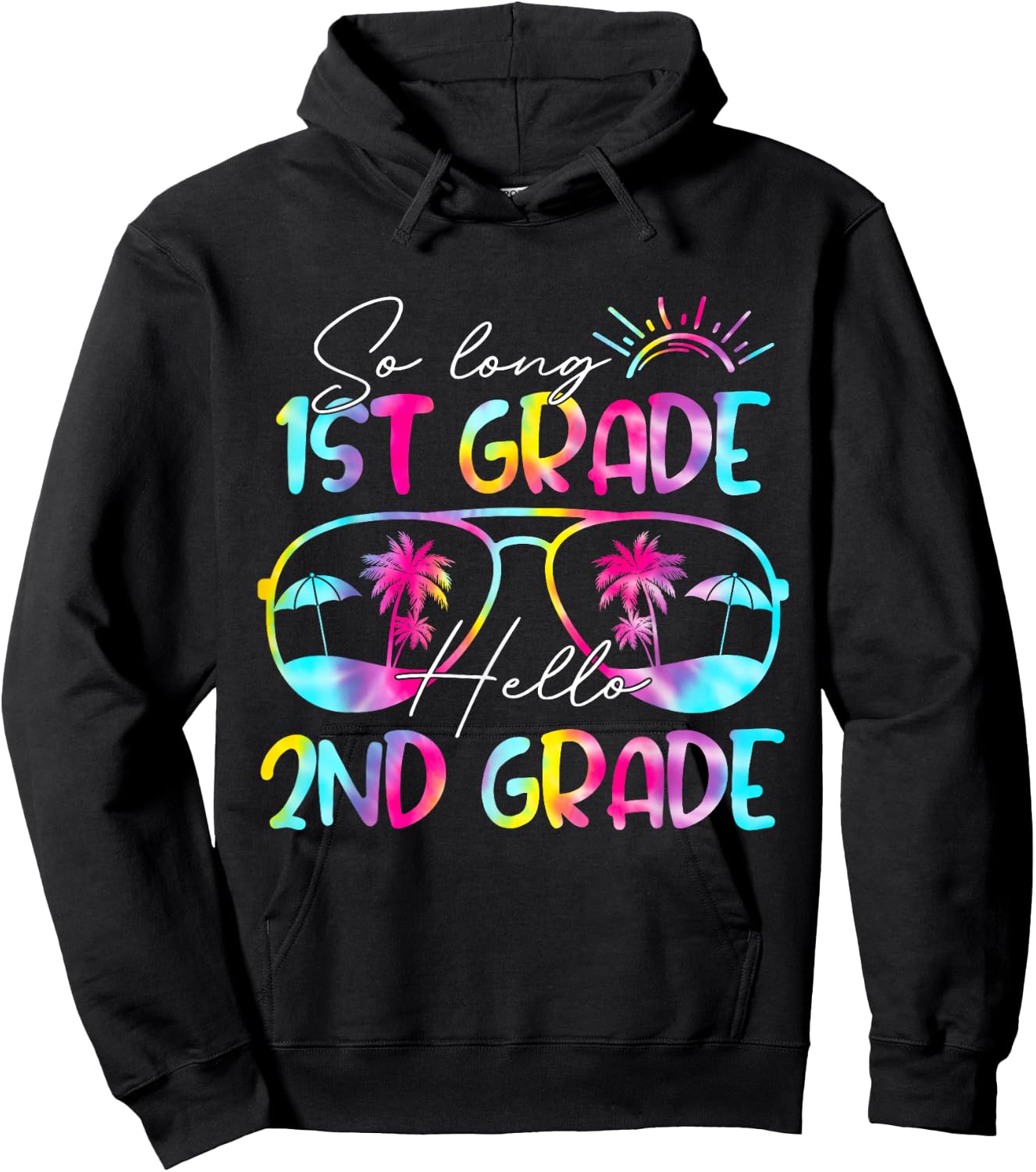 Tie Dye So Long 1st Grade Hello 2nd Grade Teacher Kids Hoodie - Hoodie | Black