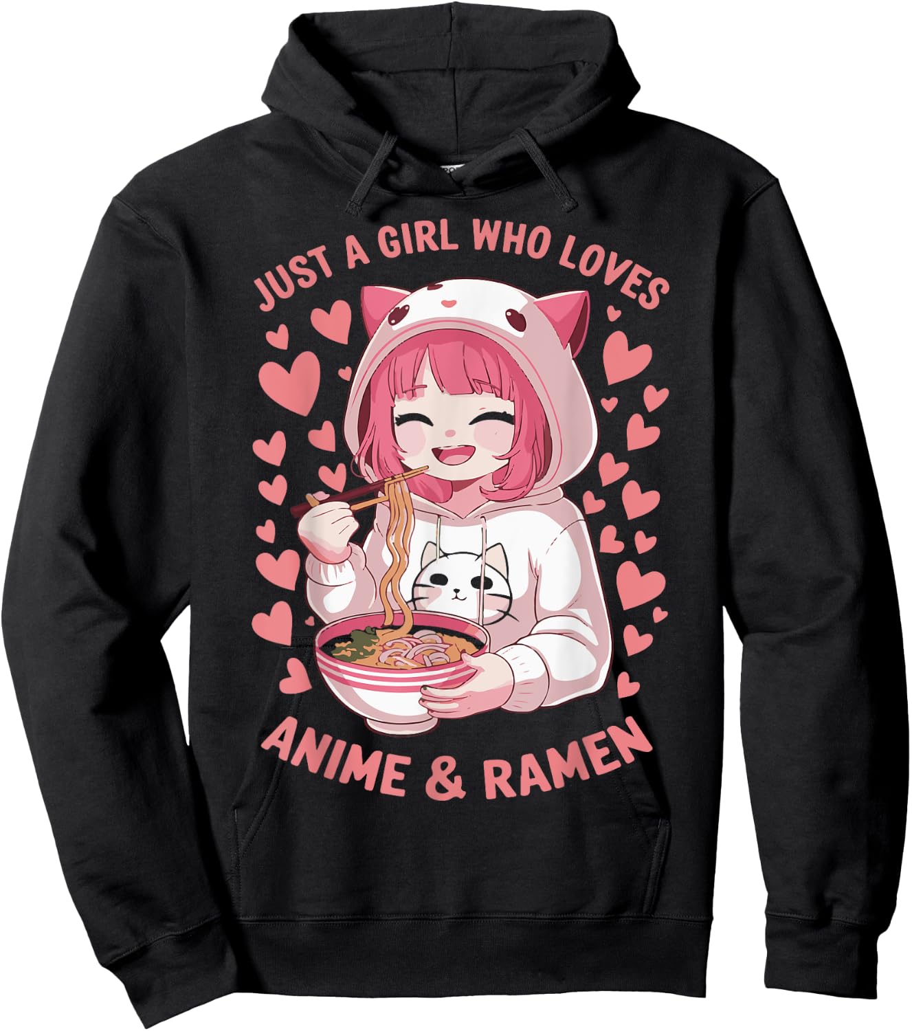 Just A Girl Who Loves Anime Ramen Japonais Aliments japonais Hoodie - Hoodie | Black