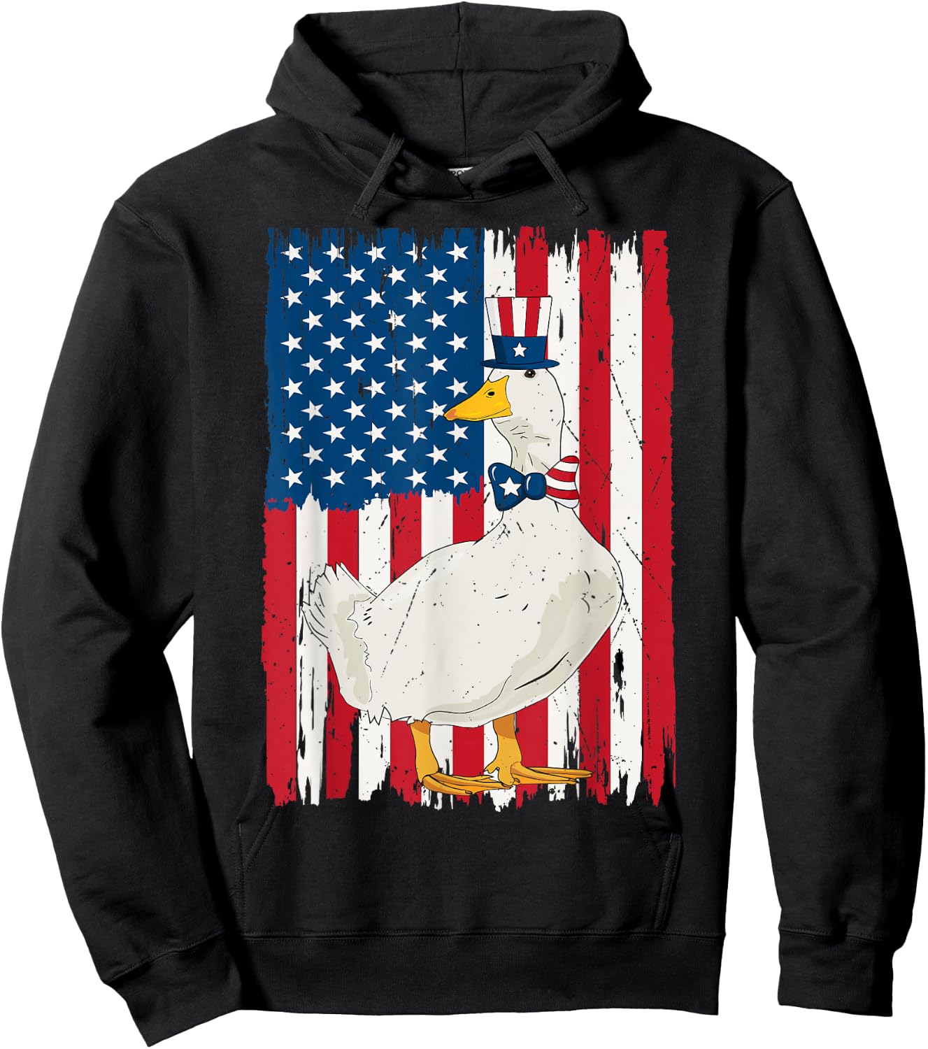 4th Of July Duck And American US Flag Patriotic Duck Lover Hoodie - Hoodie | Black