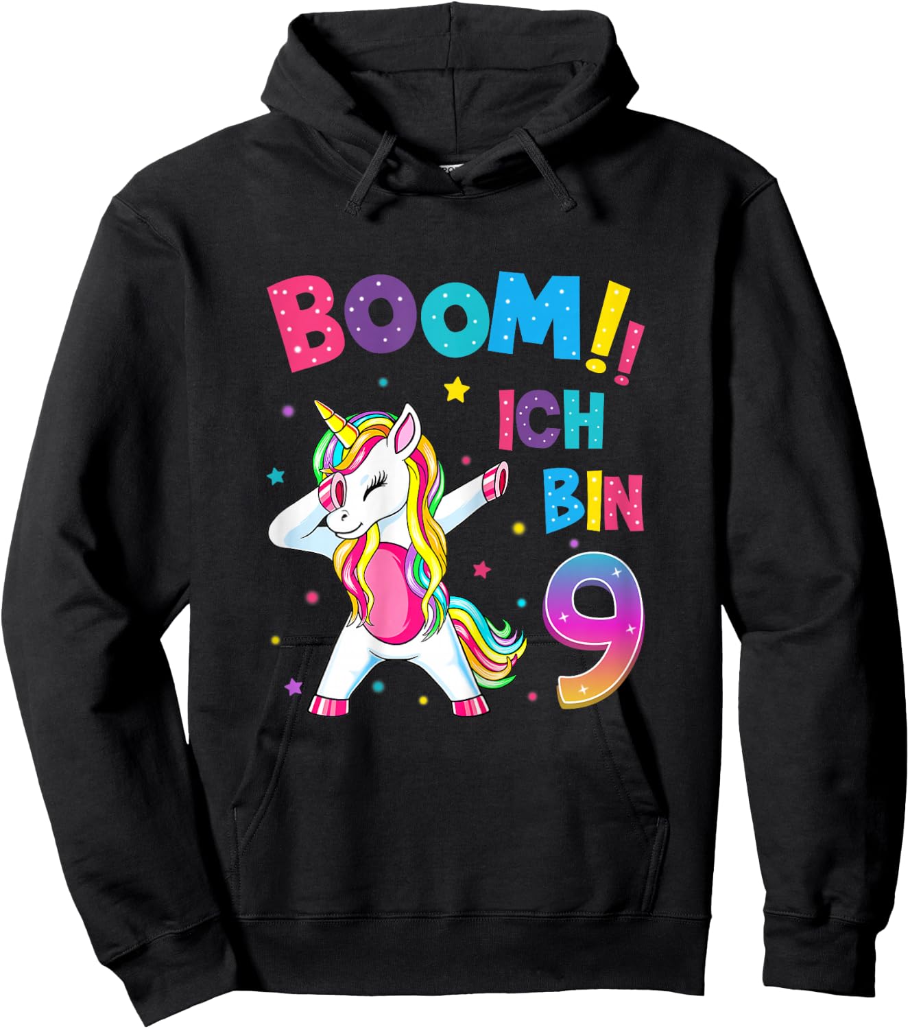 9 Birthday Girl 9 Years Dancing Funny Unicorn , black Hoodie - Hoodie | Black