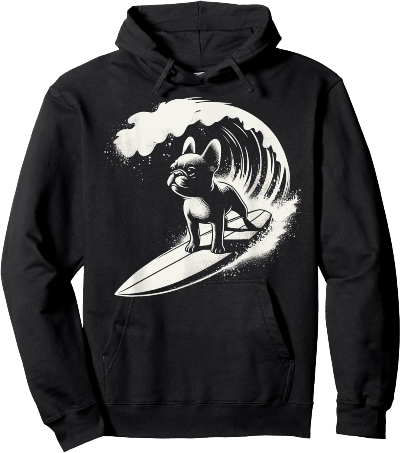 French Bulldog Surfing Ocean Wave Men Women Girls Kids Hoodie - Hoodie | Black