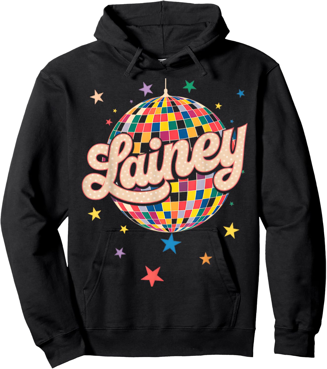 Girl Retro Lainey First Name Personalized Heart Hoodie - Hoodie | Black