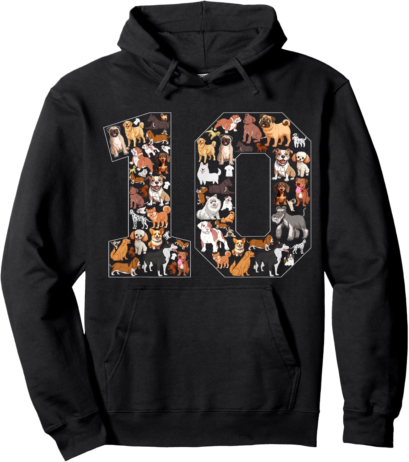 10th Birthday Dog Lovers 10 Year Old Boys Girls Party Hoodie - Hoodie | Black