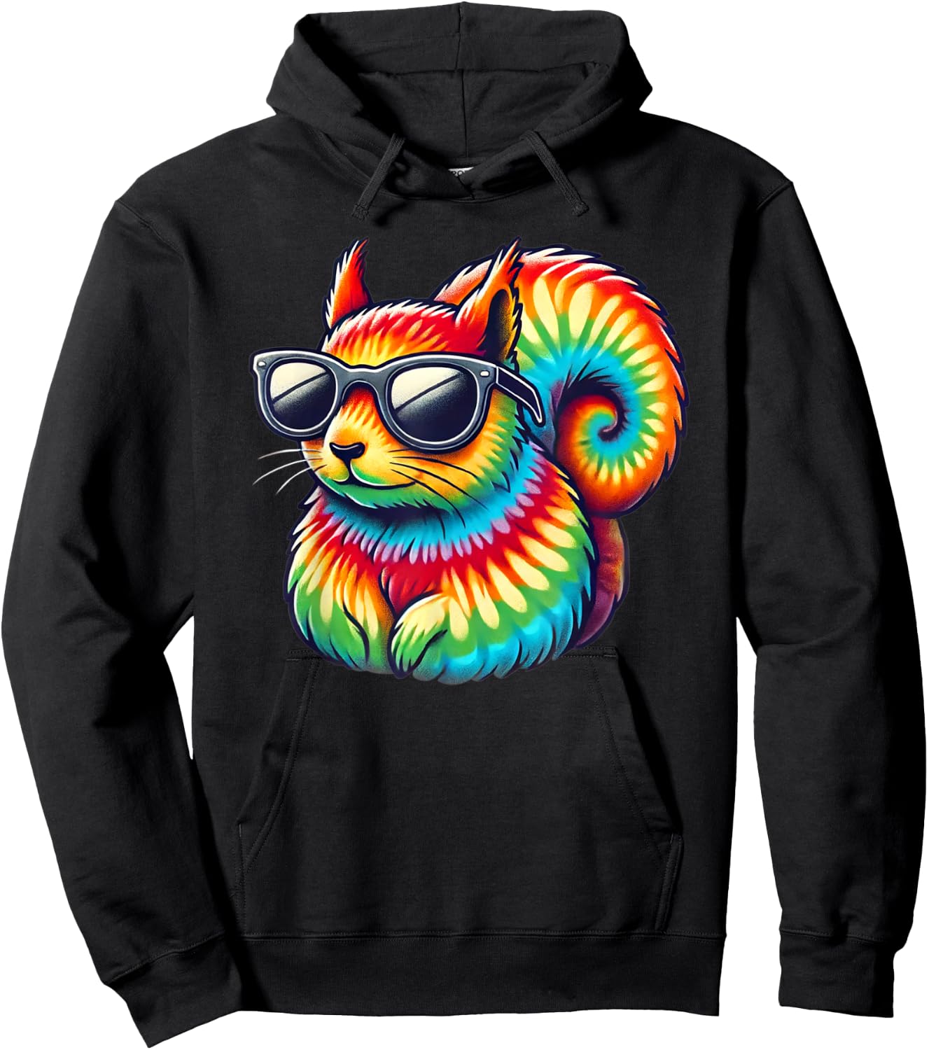 Tie Dye Art Sunglasses Squirrel Squirrels Hoodie - Hoodie | Black