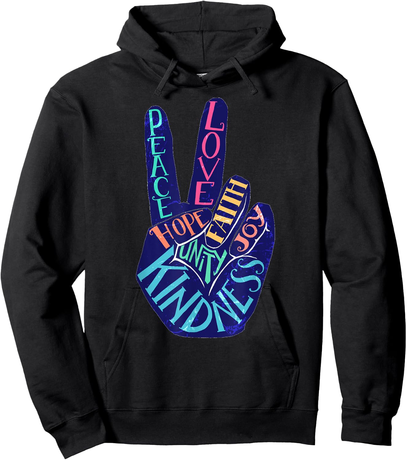 Peace Love Faith Hope Joy Unity Kindess Peace Symbol Hoodie - Hoodie | Black