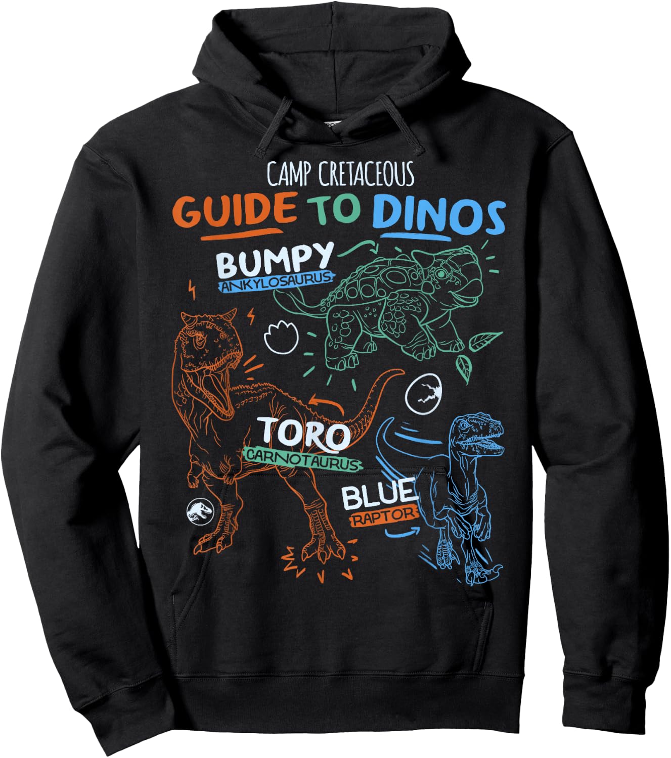 Jurassic World: Camp Cretaceous Guide to Dinos Line Art Hoodie - Hoodie | Black