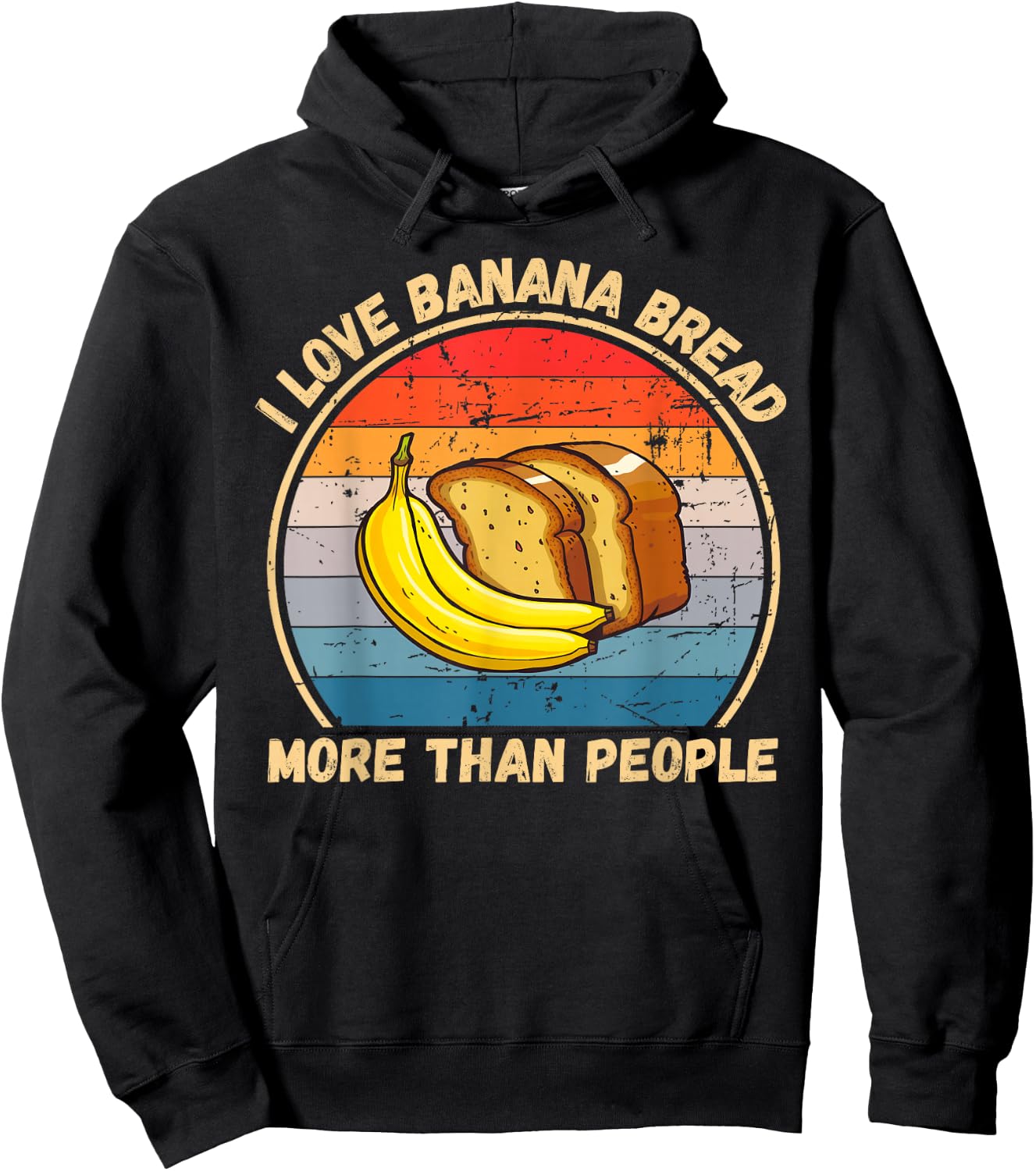 Vintage I Love Banana Bread More Than People Banana Bread Hoodie - Hoodie | Black