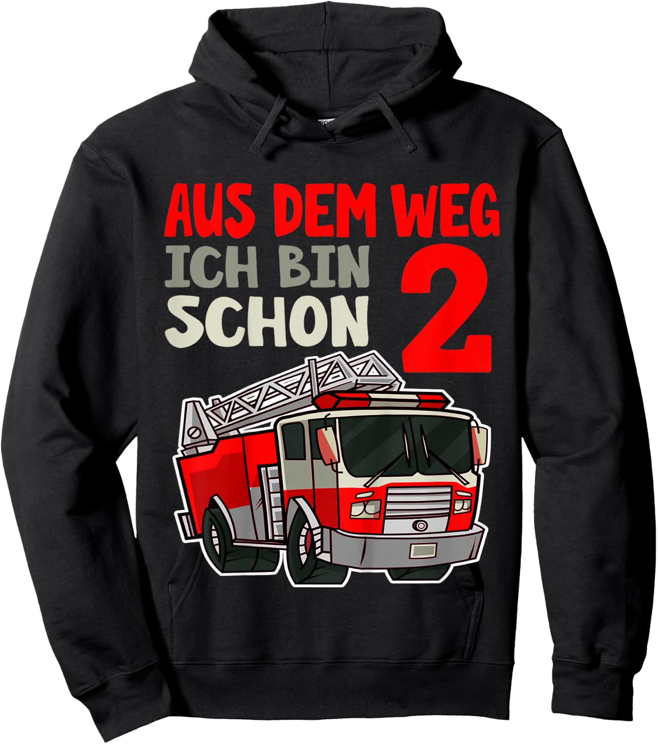 Kinder 2. Geburtstag 2 Jahre Alt Feuerwehrauto Ich Bin 2 Feuerwehr Hoodie - Hoodie | Black