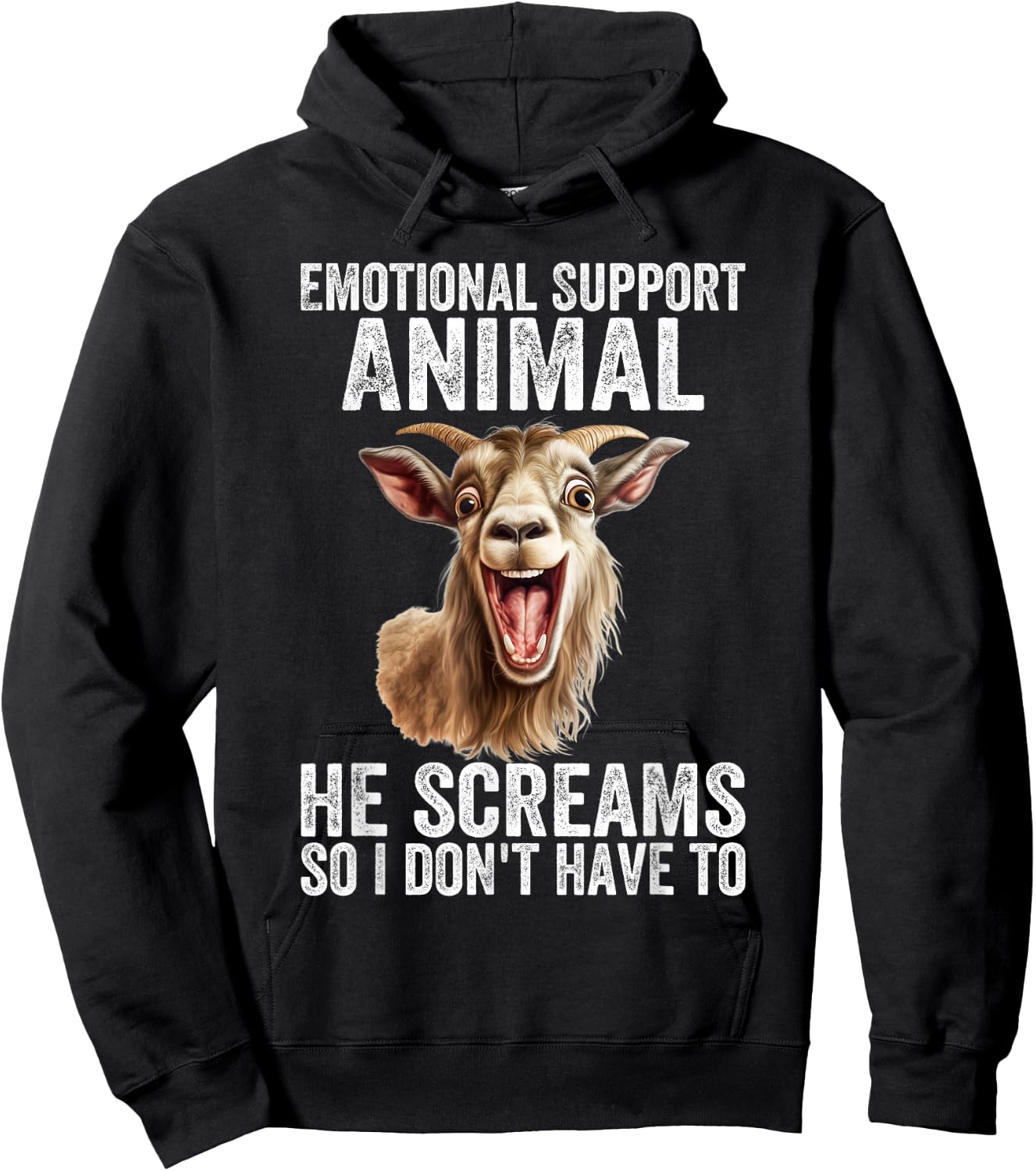 Screaming Goat Emotional Support Animal Goat Owner Raiser Hoodie - Hoodie | Black