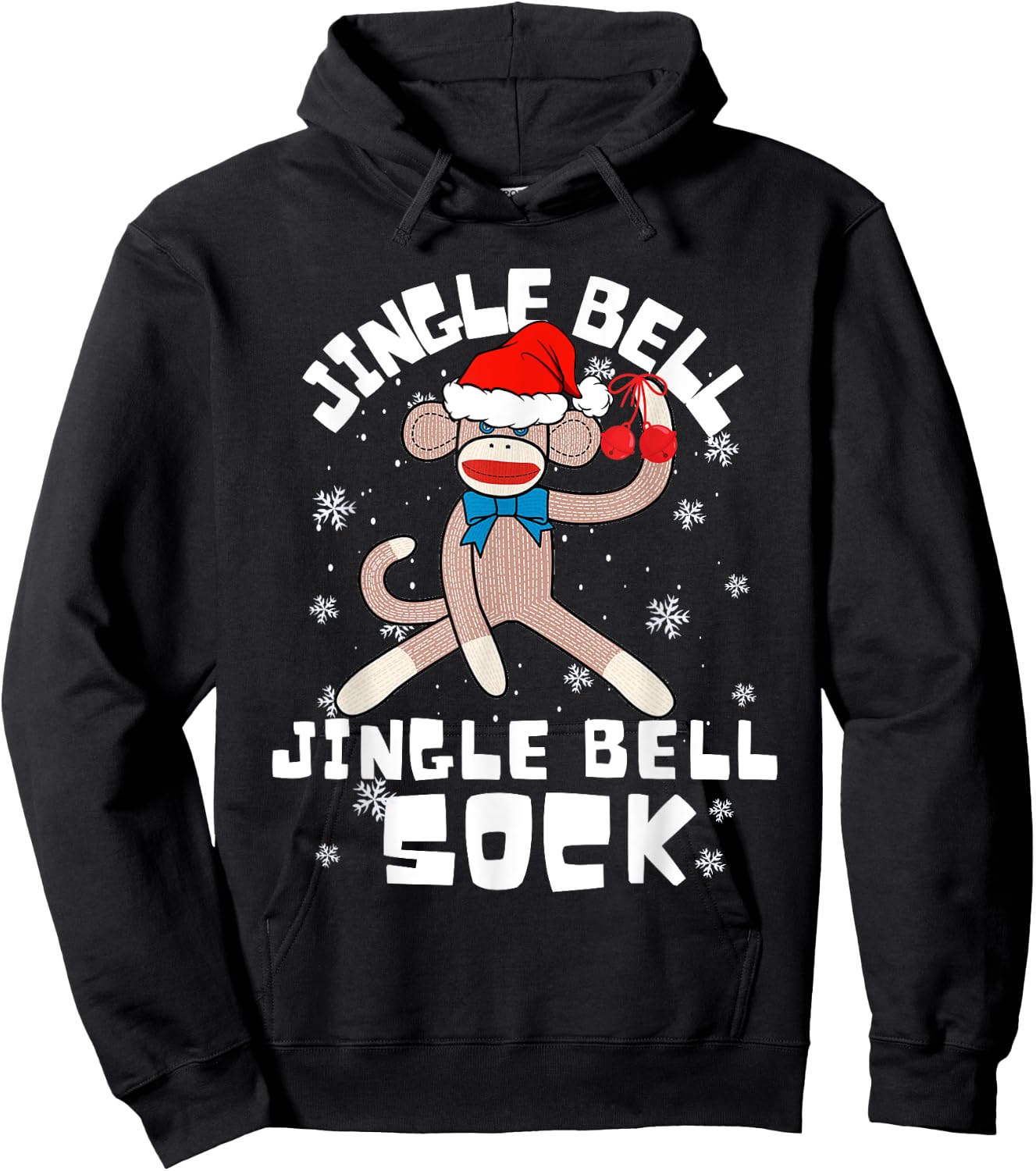 Jingle Bell Jingle Bell Sock Funny Sock Monkey Christmas Hoodie - Hoodie | Black