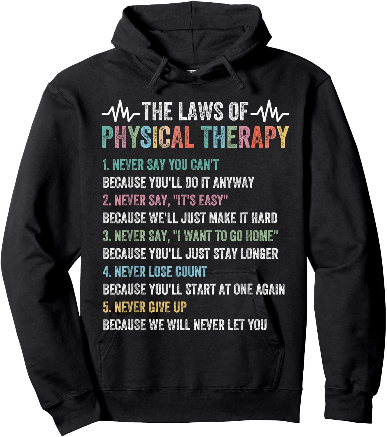 Physical Therapy Apparel for Physical Therapist - Adults Black Cotton Short Sleeve - The Laws Of Physical Therapy Hoodie - Hoodie | Black