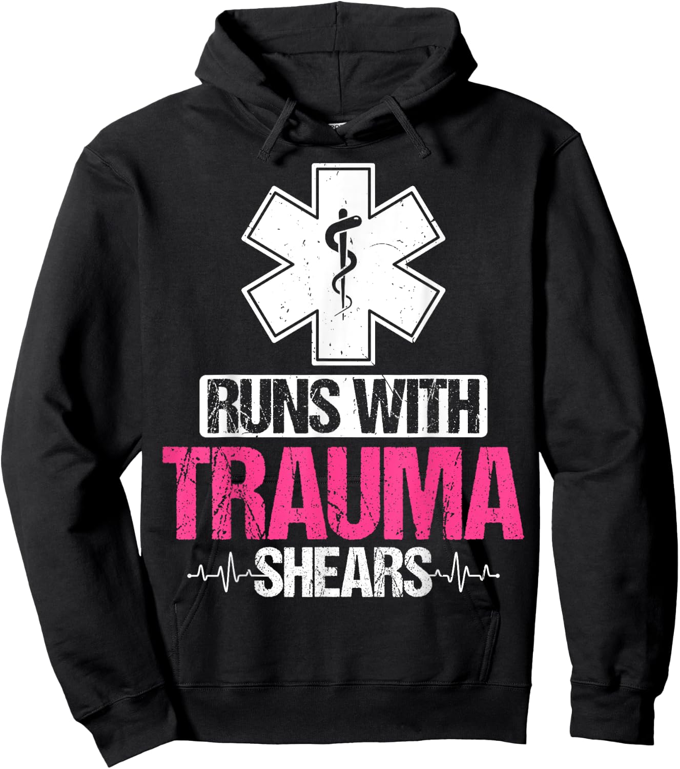 Funny Trauma Nurse Nursing Gifts - Runs with Trauma Shears Hoodie - Hoodie | Black