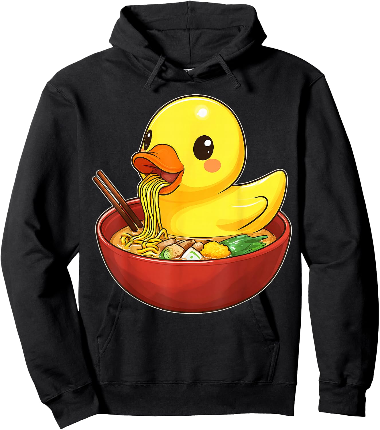 Rubber Duck Ducky Japanese Noodles Cute Kawaii Hoodie - Hoodie | Black