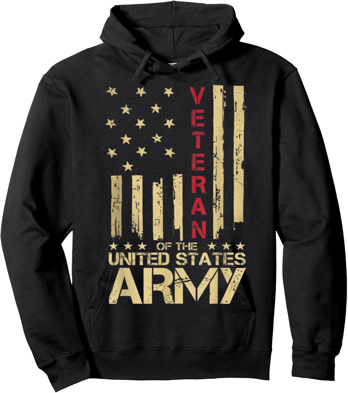 Patriotic U.S Army Veteran Red Line American Flag Vintage Small Hoodie - Hoodie | Black