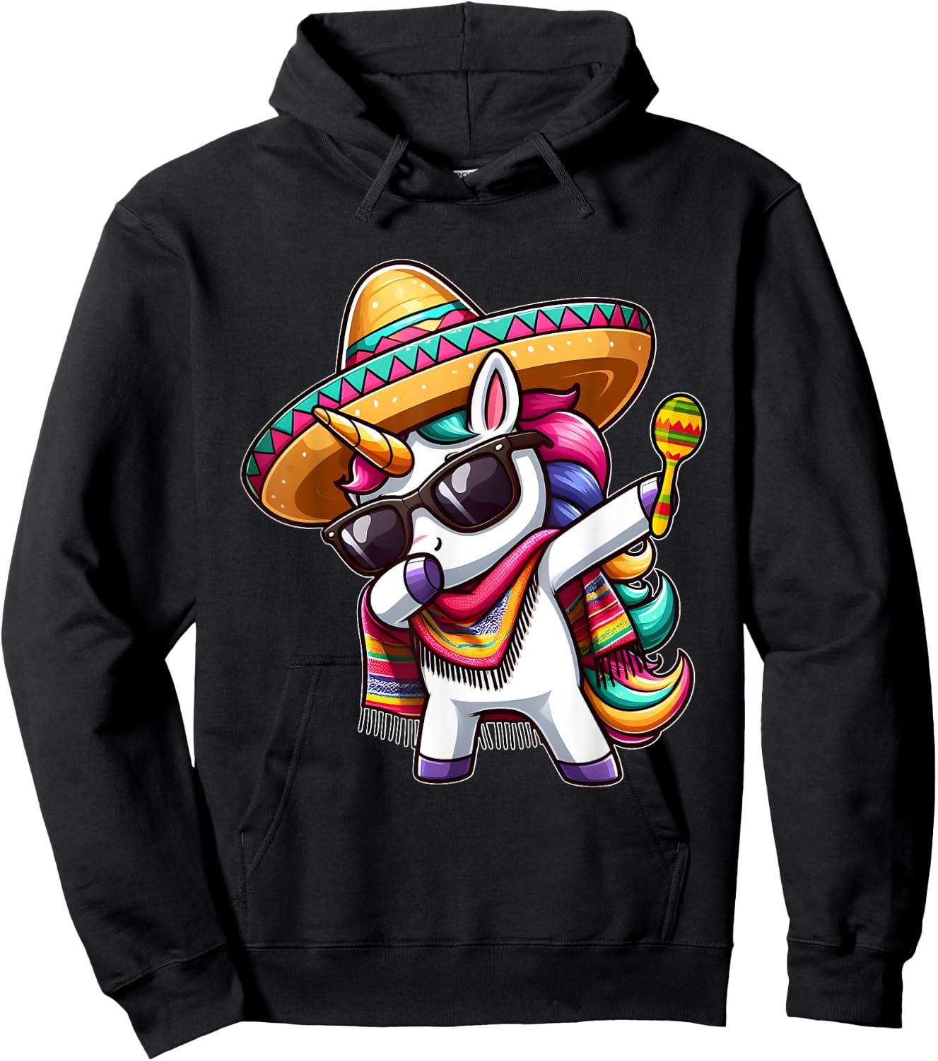 Cinco de Mayo Dabbing Unicorn Funny Mexican Dab Girl Kids Hoodie - Hoodie | Black