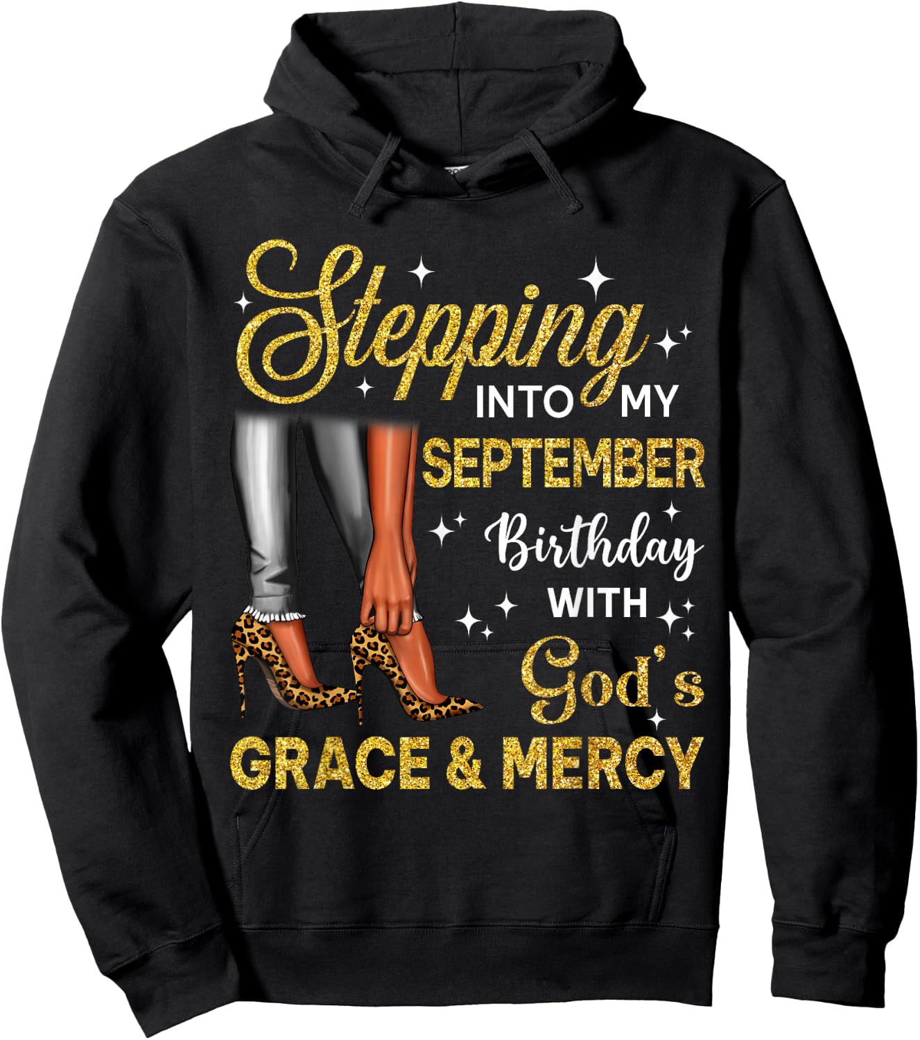 Stepping Into September Birthday High Heel Afro Black Woman Hoodie - Hoodie | Black