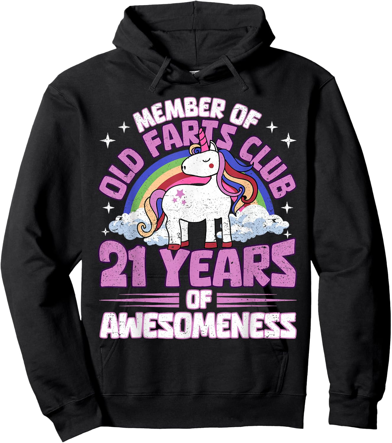 21 Years Old Farts Club Unicorn 21st Birthday Funny Hoodie - Hoodie | Black