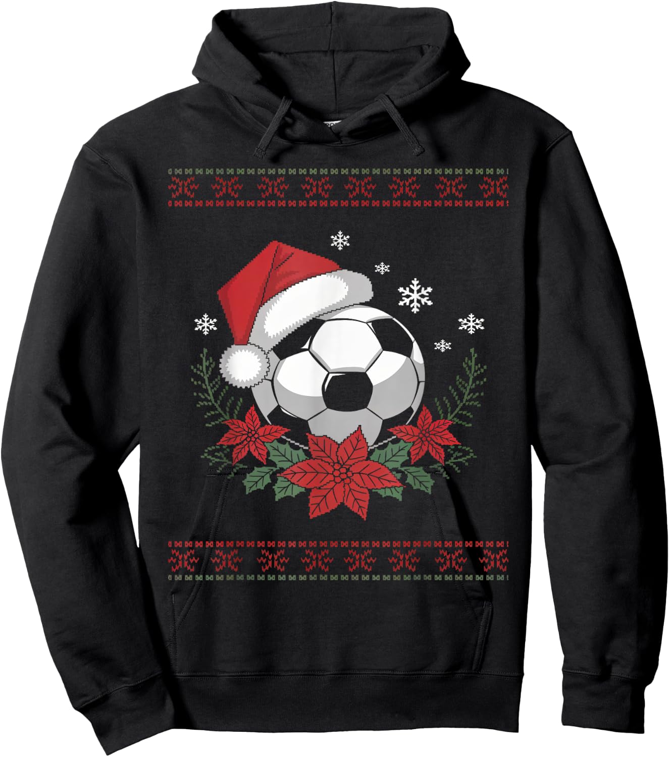 Christmas Santa Football Xmas Ugly Soccer Boys Kid Youth Hoodie - Hoodie | Black