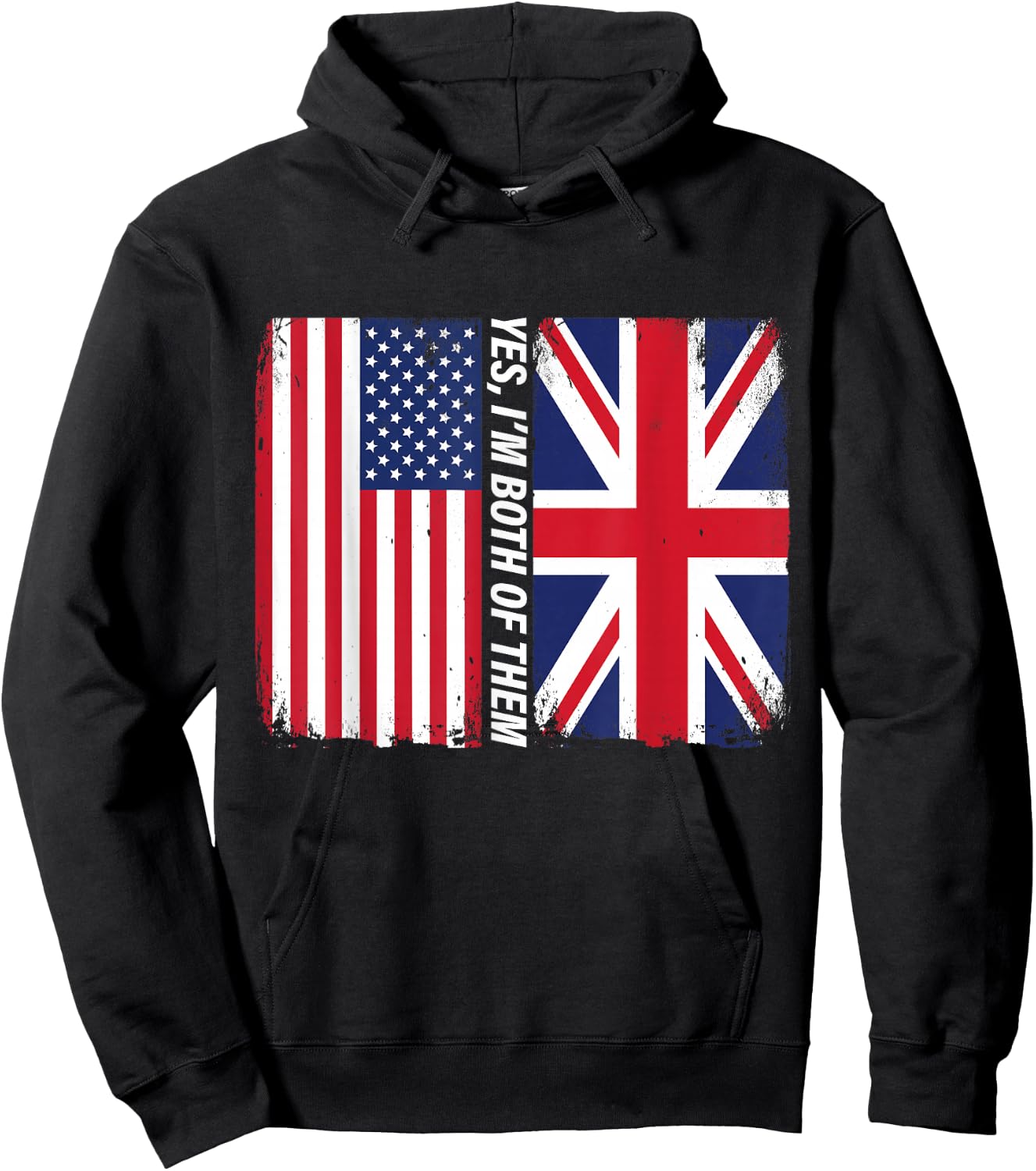 Half American Half British USA UK Flag Heritage Design Hoodie - Hoodie | Black