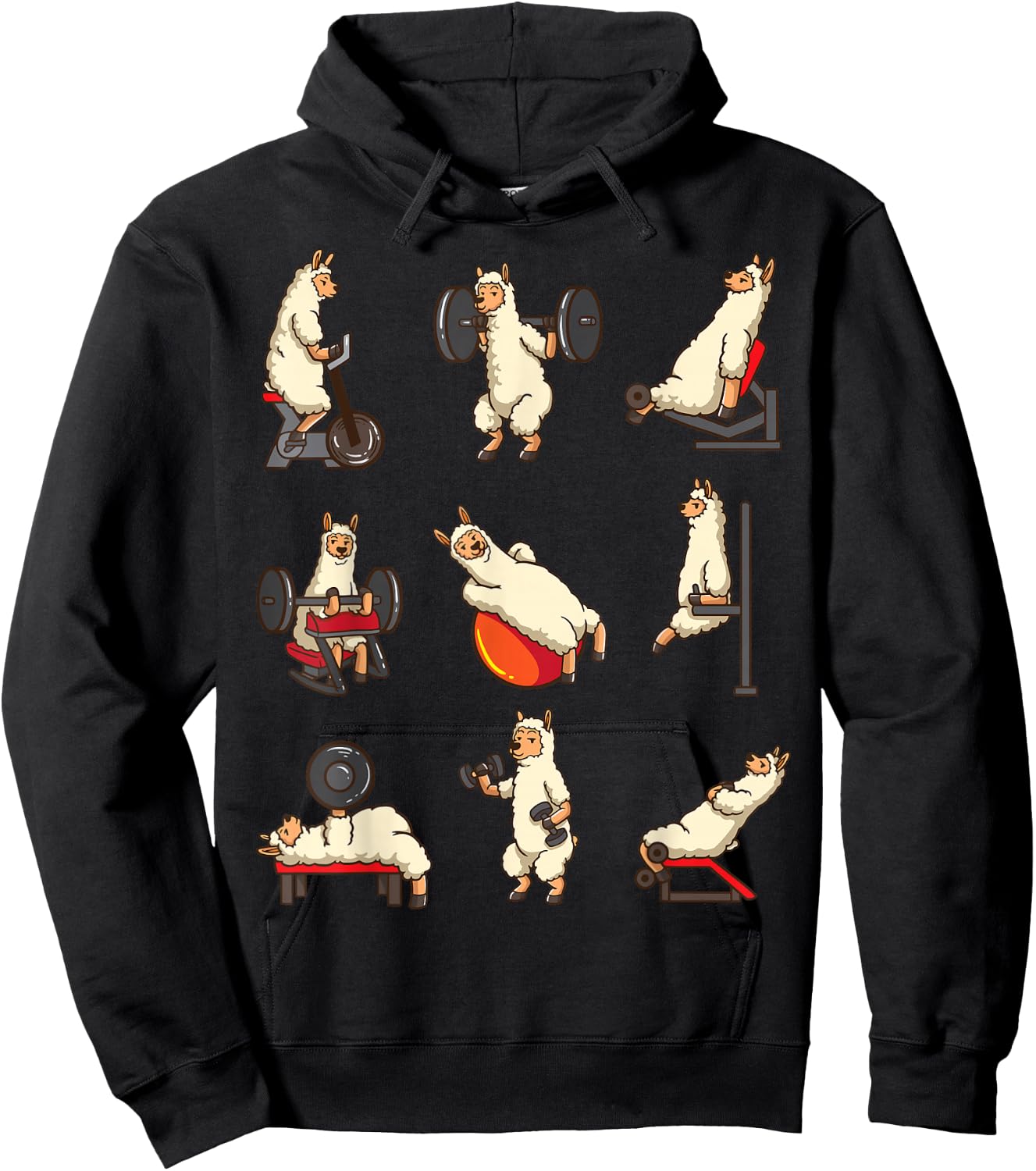 Lama Alpaca Animal Shirt Weightlifting Cardio Hoodie - Hoodie | Black