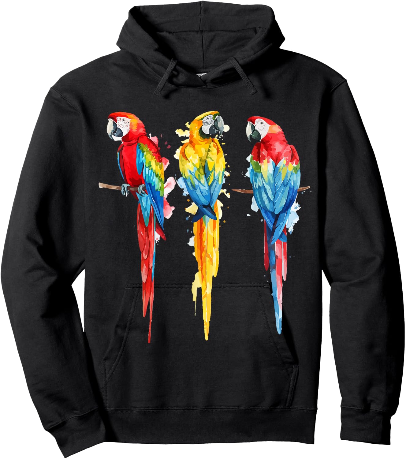 Colorful Parrot Watercolor Hoodie - Hoodie | Black