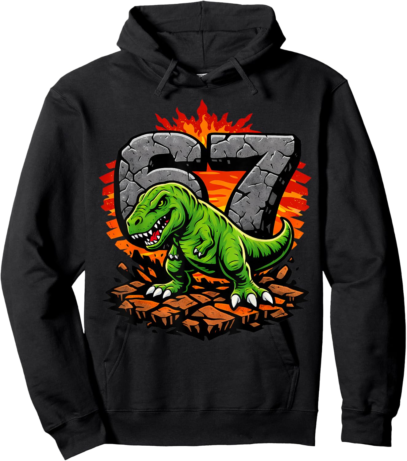 Six Seven 67 T-Rex Dinosaur Hoodie - Hoodie | Black