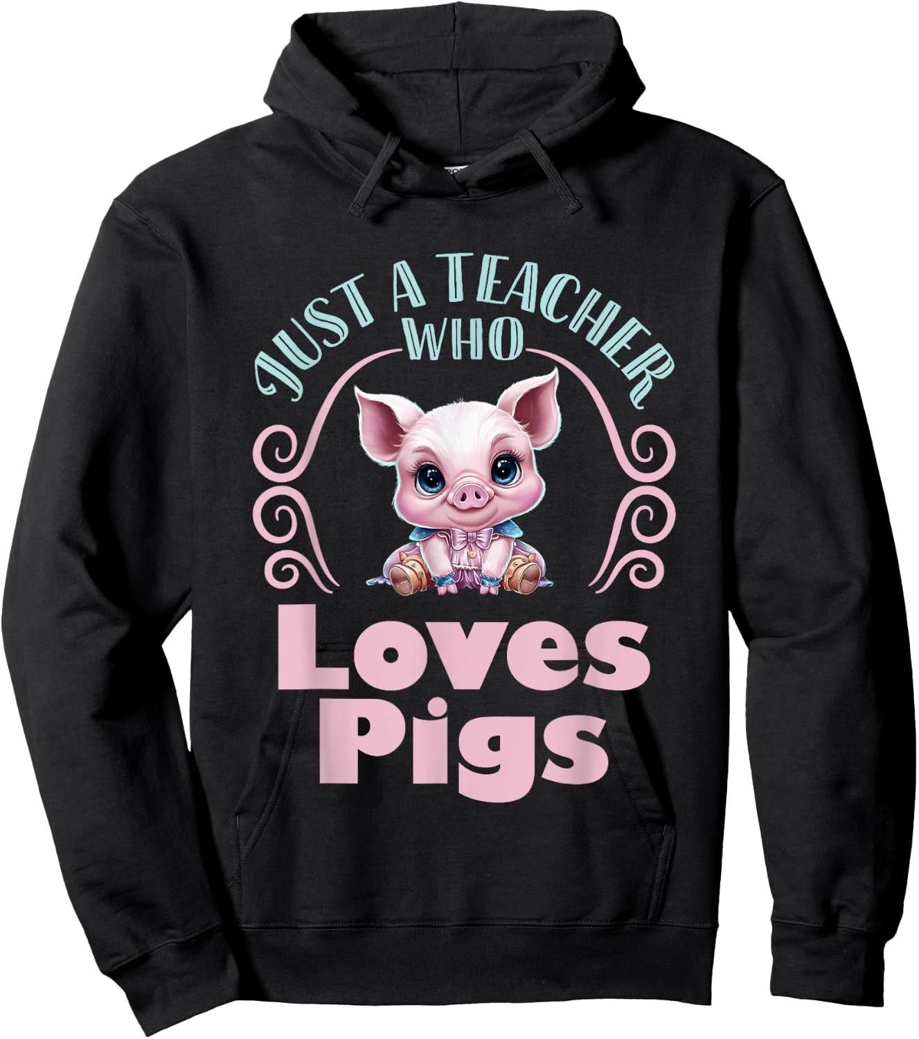 Just a Teacher Who Loves Pigs Pig Lover Back to School Hoodie - Hoodie | Black
