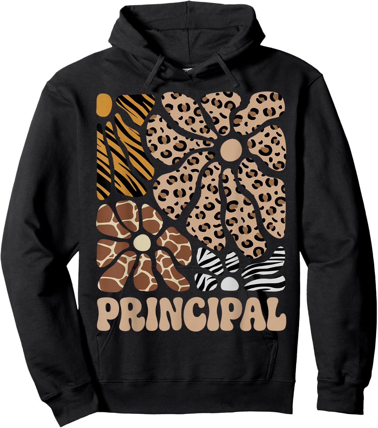 Principal Safari Animals Floral Boho Leopard Hoodie - Hoodie | Black