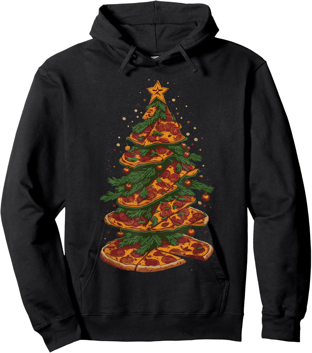 Funny Pizza Christmas Tree Pizza Lover Xmas Kids Hoodie - Hoodie | Black