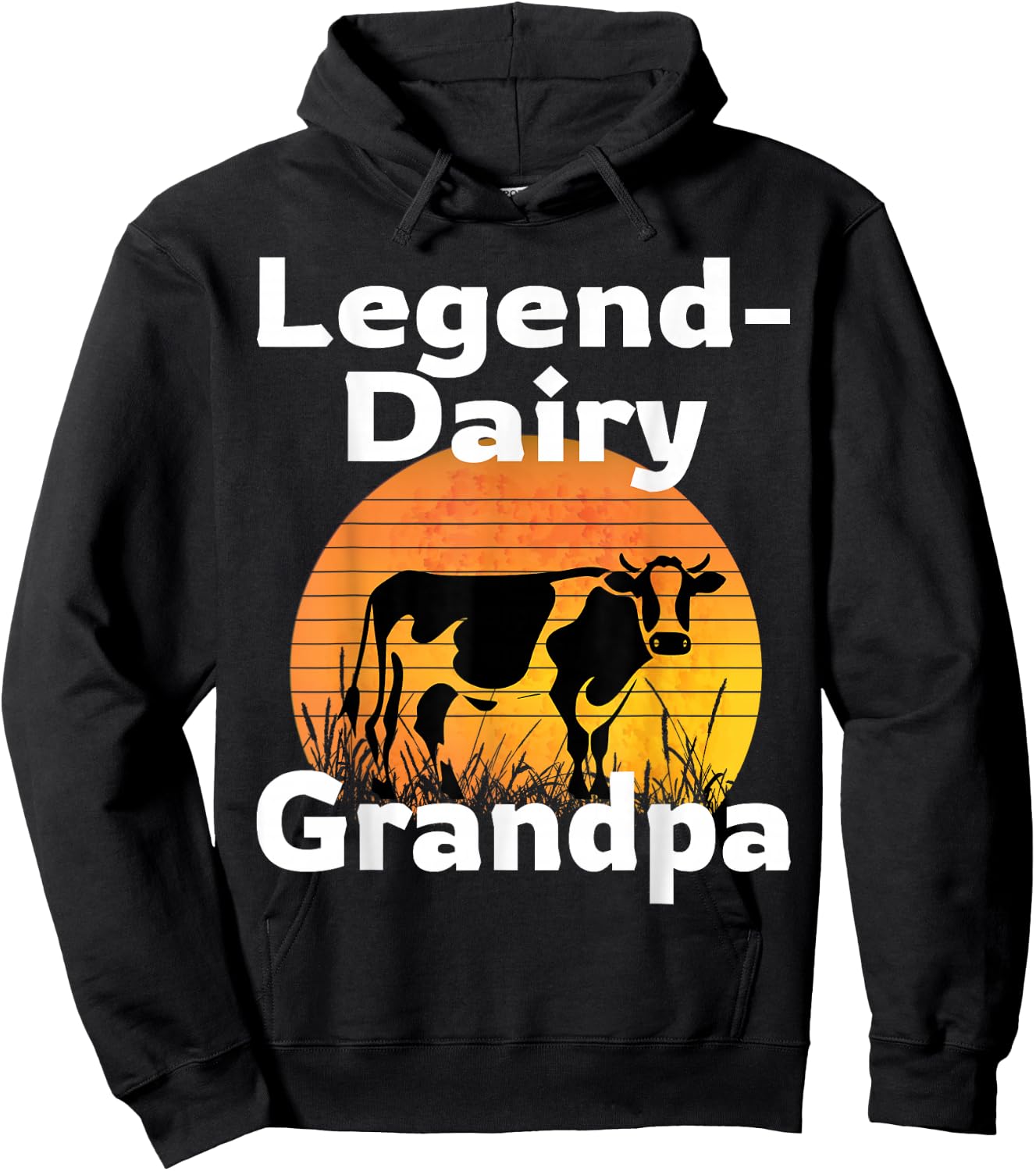 Funny Legend Dairy Grandpa Retro Cow Farmer Dairy Farming Hoodie - Hoodie | Black