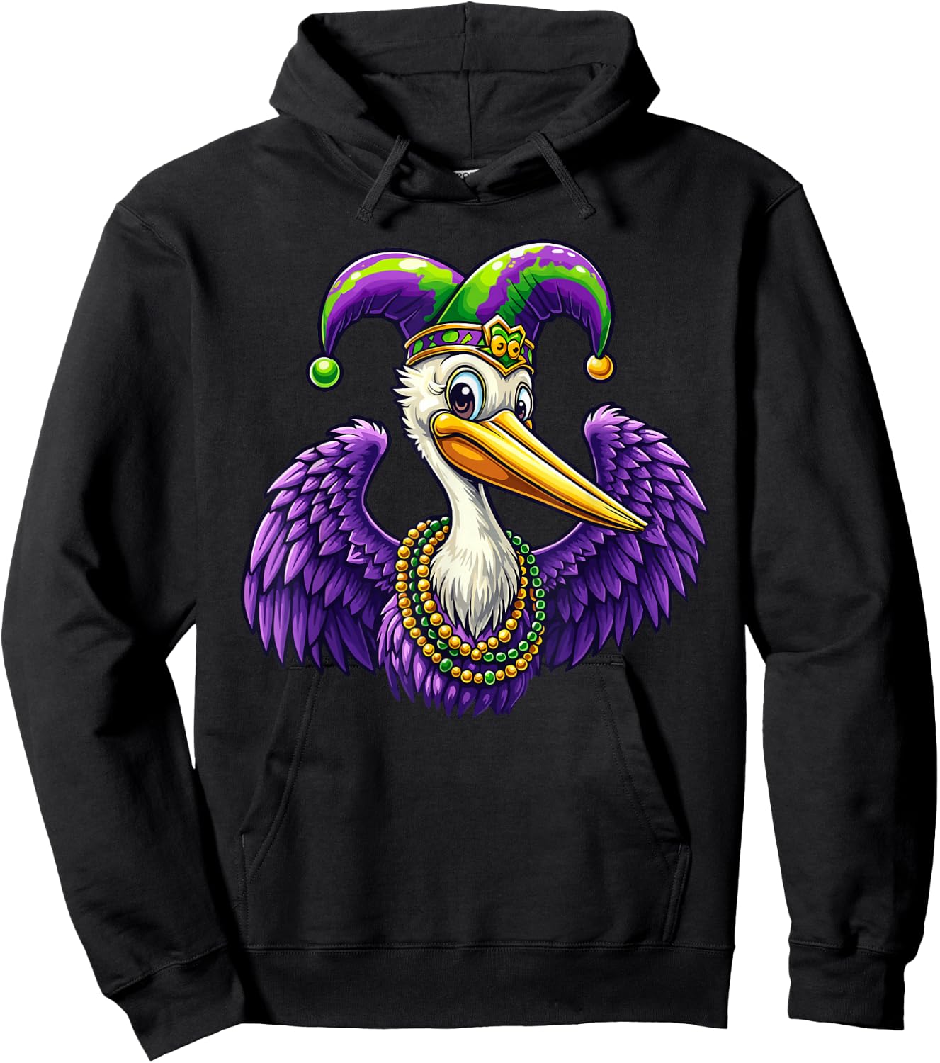 Mardi Gras Pelican Louisiana Parade Animal Lover Hoodie - Hoodie | Black
