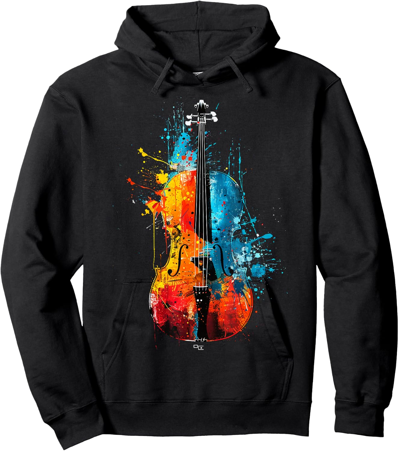 Colorful Artistic Cello Pop Art Painted , Black, S Hoodie - Hoodie | Black