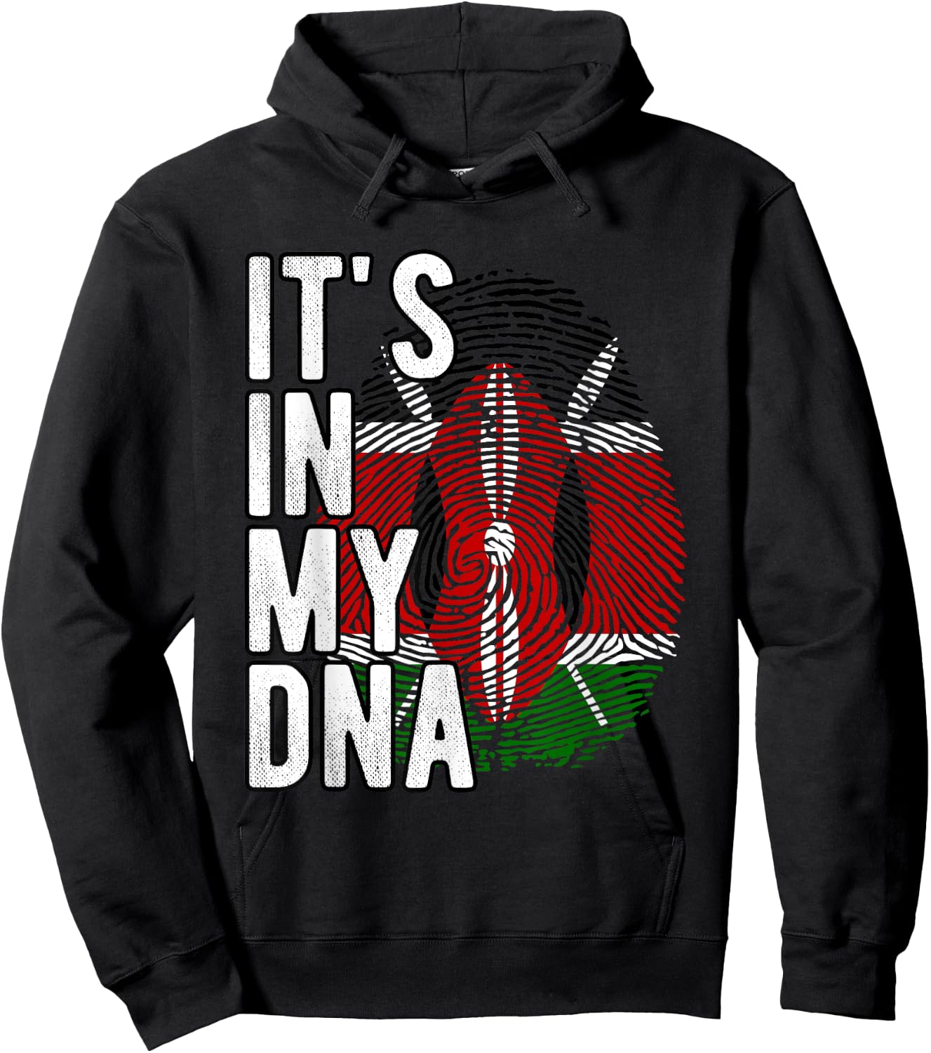 Funny It's In My DNA Fingerprint Flag Of Kenya Hoodie - Hoodie | Black
