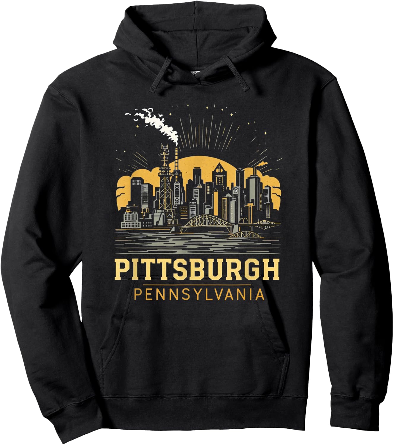 Pittsburgh Skyline Vintage Pittsburgh Pennsylvania Cityscape Hoodie - Hoodie | Black