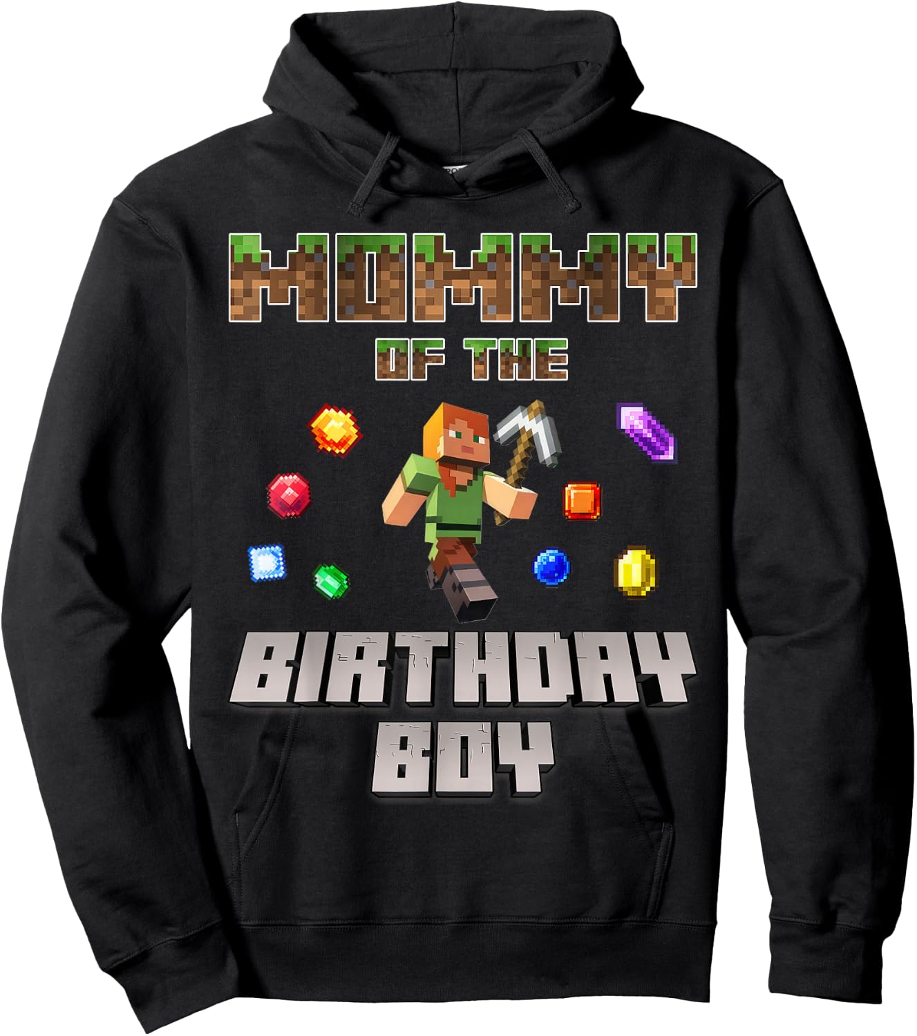 Mommy Of The Birthday Boy Video Gamer Pixel Number Hoodie - Hoodie | Black