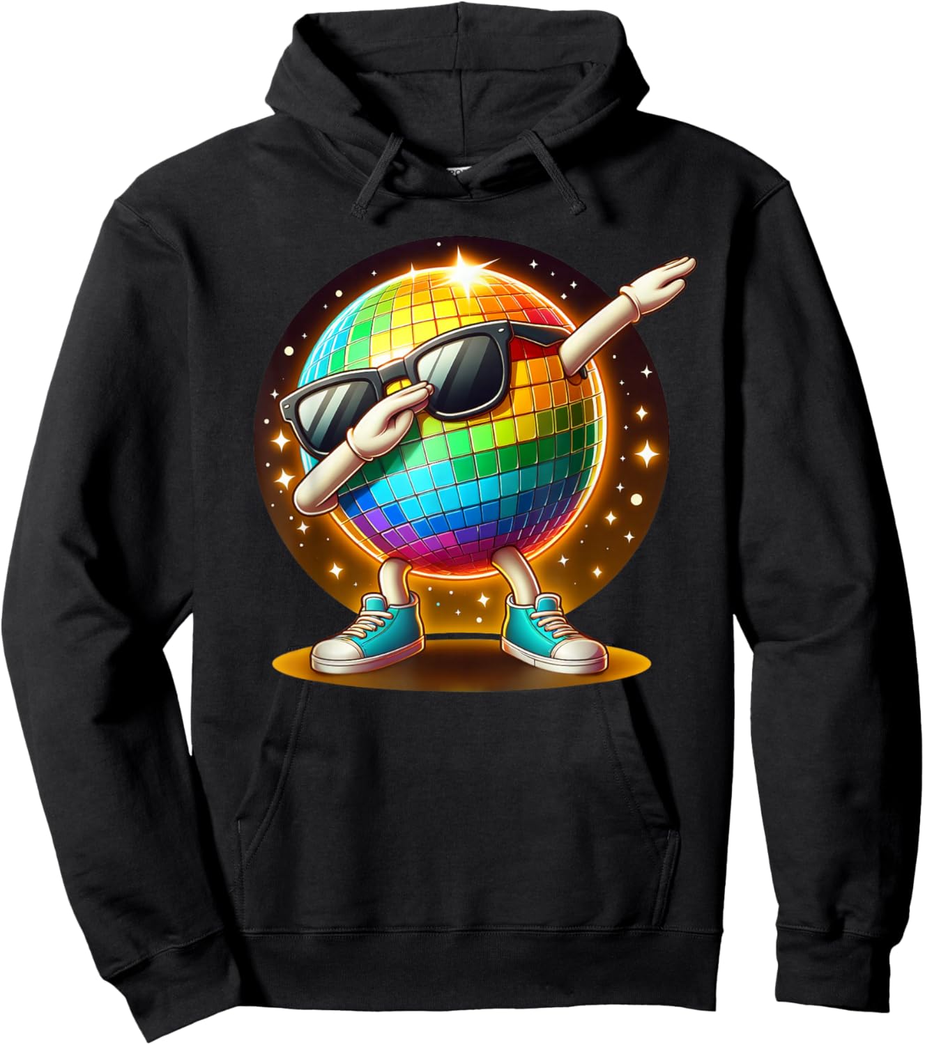 70s Disco Ball Dabbing Sunglasses Nightclub Dance LED Party , Black, S Hoodie - Hoodie | Black