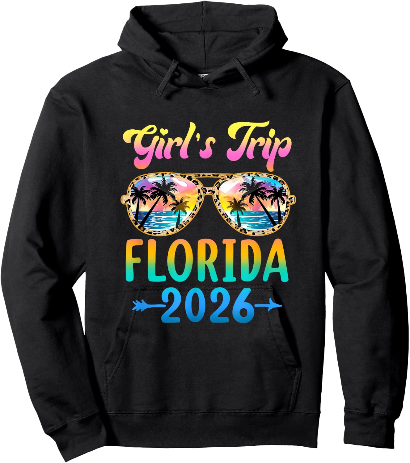 Girl's Trip Florida 2026 Summer Vacation Sunglasses Hoodie - Hoodie | Black