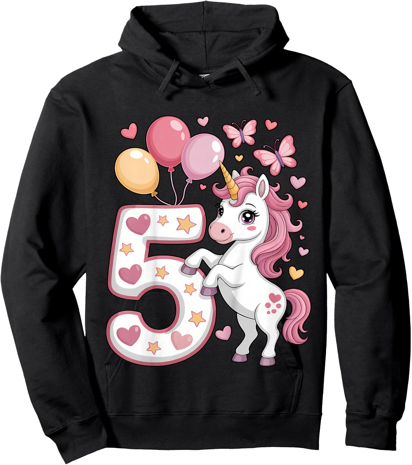 Einhorn 5. Geburtstag Mädchen Alter 5 Pferd I Am 5 Jahre alt Kinder Hoodie - Hoodie | Black