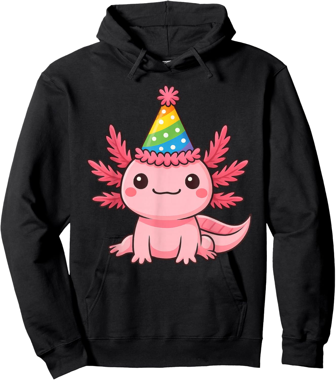 Anime Kawaii Axolotl Birthday Party Hat Hoodie - Hoodie | Black