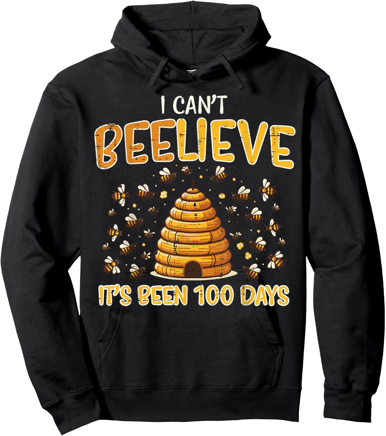 100th Day School Bee Cant Beelieve 100 Days Men Women Kids Hoodie - Hoodie | Black