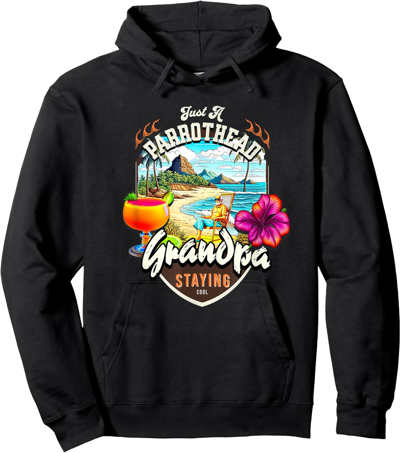 Parrothead Grandpa Hoodie - Hoodie | Black
