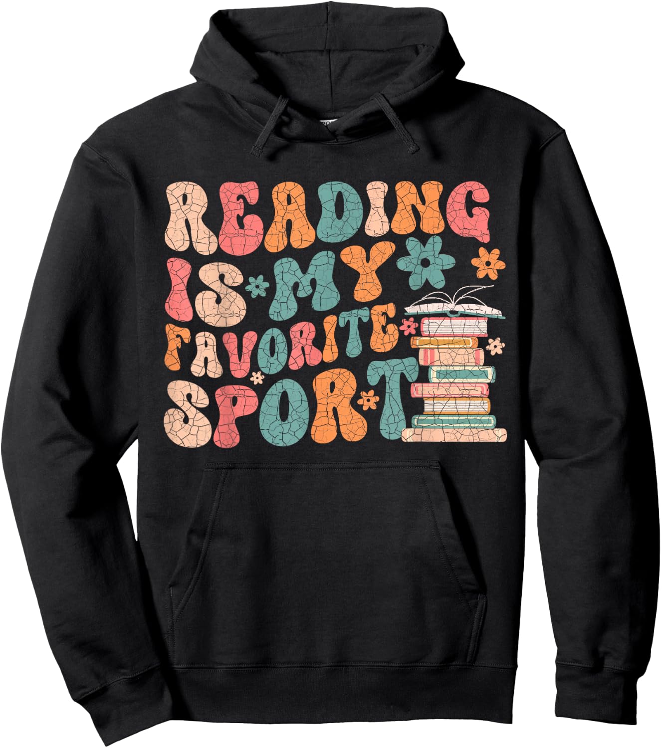 Funny Reading Is My Favorite Sport Retro Groovy Book Lovers Hoodie - Hoodie | Black