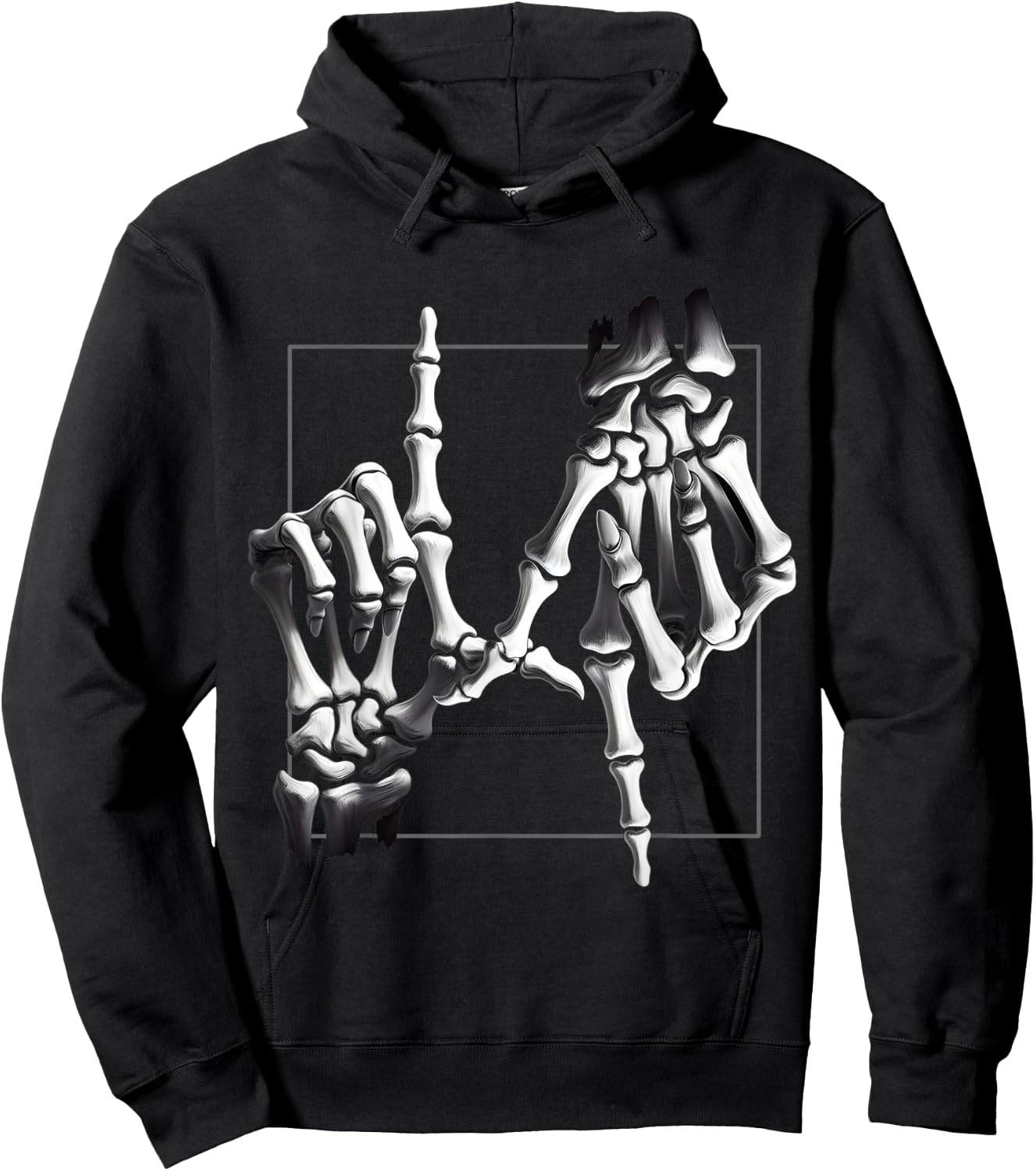 Skeleton Hand Rock On Sign for Halloween Party Hoodie - Hoodie | Black