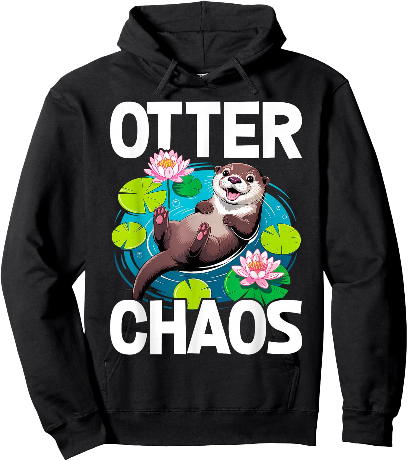 Otter Chaos Funny Animal Pun Nature Hoodie - Hoodie | Black