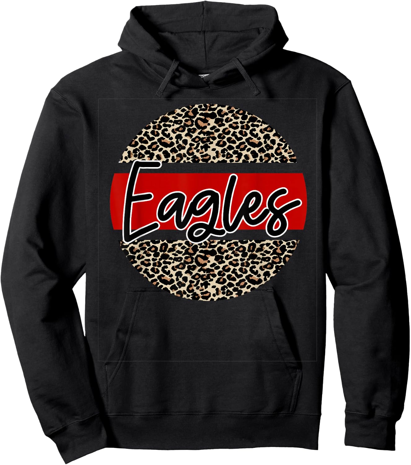 Eagles School Spirit Leopard Print Red Hoodie - Hoodie | Black